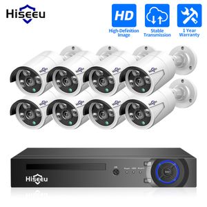 IP Cameras Hiseeu H.265 8CH 5MP 3MP POE Security Surveillance System Kit AI Face Detection Audio Record CCTV Video NVR Set 221020