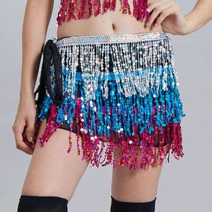 Christmas Decorations Fabulous Charming Bohemia Style Tassels Lace Up Skirt For Stage Show Belly Dancing Hip Wrap