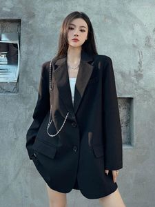 Kvinnors jackor harajuku svart blazerrock kvinnor alla matchar punk gotisk lös koreansk mode streetwear elegant temperament kurtka damska