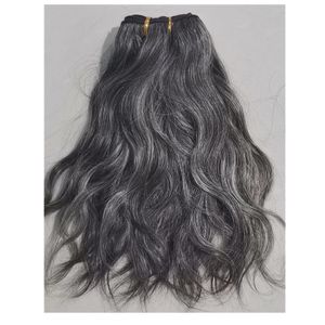 Brazylijska luźna fala siwe włosy Weave ciemna popielniczka szara sól i pieprz 14 cali 100 g dla szycia w 100G