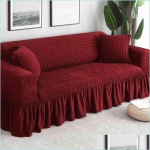 Chair Covers Waterproof Solid Color Elastic Sofa Er For Living Room Printed Plaid Stretch Sectional Slipers Couch L Shape 201 Drop D Dhsbb