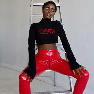 Women's Leggings Black Red PU Leather Pants Women Spring High Waist Skinny Club Party Sexy Elastic Trousers Stretch Pencil Pants X149 T221020