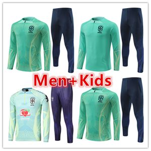 2022 Brazylia mężczyzn Mężczyzn Kids Soccer Tracksuit Training Training Jersey Set 22 23 Męskie koszulki piłkarskie dresy joggingowe zestawy przetrwania stopa Chandal futbol