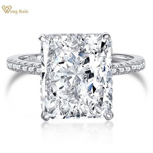 Wedding Rings Wong Rain 100% 925 Sterling Silver Radiant Cut 10x12MM 8CT VVS D Color Created Flower Ring Jewelry Gift Drop 221020
