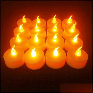 Ljus ljus 6st batteridriven LED Tea Lights Flameless Flicking Indekor med Flame Candle Jar 220928 Drop Delivery 2022 DHH5H