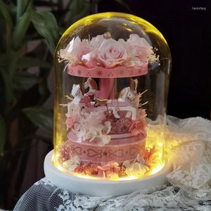 Dekoratif figürinler atlıkarınca çiçek cam bitmiş süsleme doğum günü düğün hediyesi cnim