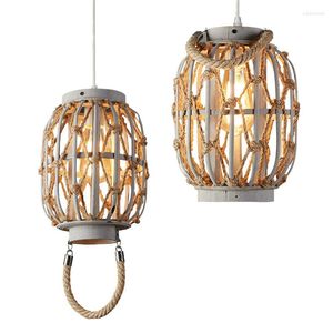 Pendantlampor Edison glödlampa Vintage Suspension Light Industrial Retro Loft Rope Lantern Wood Lamp Bar Cafe Lighting Fixture Pl635