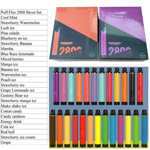 Topkwaliteit Puff Flex 2800 trekjes wegwerp Vape E Sigarette pods apparaatkits 850 mah batterij voorgevulde 8 ml verdamper de snelste levering nieuwste verpakking