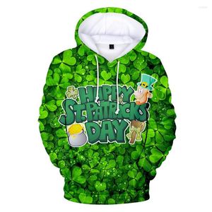 Herrtröjor Happy St. Patrick's Day Hoodie and Women's Green Sweatshirt Loose-Size Pullover