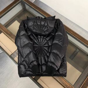 Brand Designer Men s Down Jacket Spider Mesh Quilted Hooded Jacket Casual Men ss And Women s Loose Warm Short Coat2022