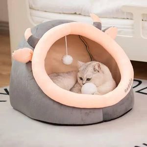 Cat Nest -sängen är mjuk och varm alla säsonger universella semi stängd avtagbar och tvättbar