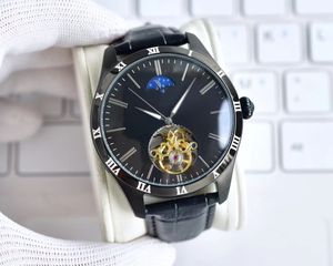 Orologio meccanico da uomo quadranti da 42 mm movimento super semi-scavato carica completamente automatica orologio da polso impermeabile multi-funzione con fasi lunari