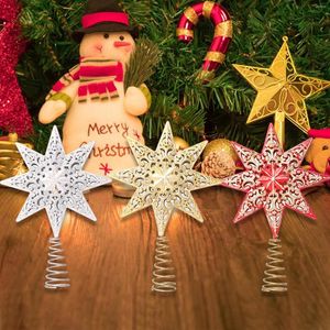Christmas Decorations Star Topper For Tree Farmhouse Iron Metal Treetop Decoration Props Rustic Glitter Toppers Ornaments
