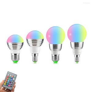 1pcs Magic 16 Colors Измените RGB Dimmable Bulb E27 E14 5W 7W 85-265V Светодиодная сцена светодиодная лампа 24-й пульт дистанционного управления.