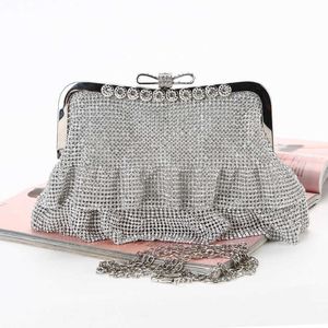 Clutch Bags Evening Luxury Diamonds Knot Handle Designer Women Handbag Shinny Rhinestones Mesh Bag Party Small Tote Purses 221021