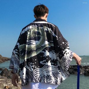 Ubranie etniczne Letnia męska koszula taoistowa szata Kimono chiński styl luz luźna wersja Han garnitur SLEEVE CARDIGAN DRUKOWANIE M XL
