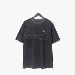 Luxury Fashion Brand Mens T Shirt Polo Shirt Designer Used Wash Embroidery Letters Short Sleeve Loose Round Neck T-shirt Top Black Asian Size S-2XL