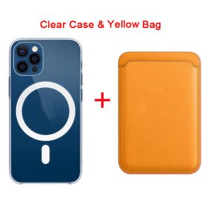 Cajones de teléfono magnético con carcasa de bolsas de billetera de cuero para magsafe iPhone 12 13 14 Pro Max Mini 14 Mag Safe Back Cover