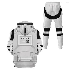 Hoodies masculinos imperiais stormtrooper cosplay capuz 3d estampa de moletom casual set homens homens pulôver streetwear calça de moletom