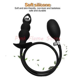 Beauty Items Inflatable Huge Anal Butt Plug Built-in Steel Ball Women Vaginal Dilator Expandable Silicone Prostate Massager Men sexy Toys