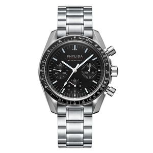 Armbandsur Phylida mm Men s Watch St19 Mechanical Chronograph Stop Black Dial Wristwatch Speed Classic Solid rostfritt stål