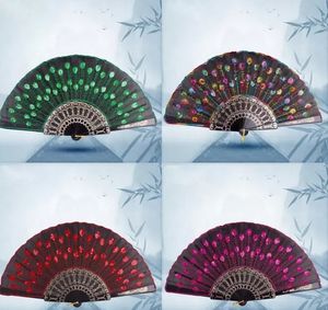 Folding Peacock Hands Fan Women Dancing Party Perform Fan Multi Color RRE15270