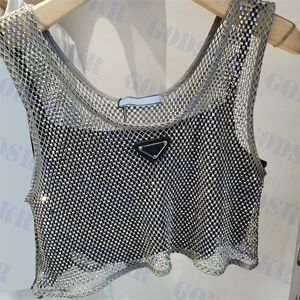 Canotte a triangolo Top da donna Camis Designer T-shirt da donna Canotte corte in rete sexy Abbigliamento