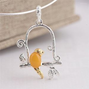 Anhänger Halsketten LYBUY Echt 925 Sterling Silber Vogel Weiblichen Stil Mosaik Jaspers Exquisite SimplePendant Ohne Kette