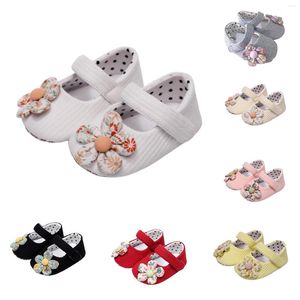 First Walkers Born Infant Prewalker Baby Girls Crib Shoes Soft Princess Bottom Flower Decoration Non-Slip Sole Flat