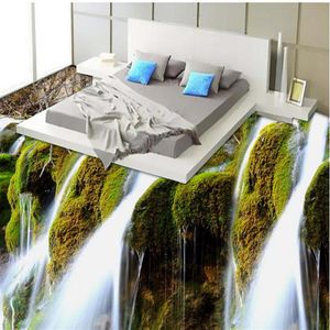 カスタム3Dフロアの壁画HD滝の風景床タイルペインティングベッドルームリビングルーム