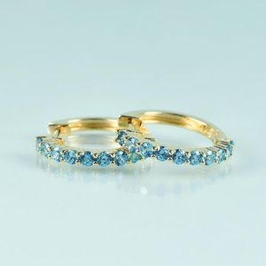 Creolen GEM'S BEAUTY 14K Gold gefülltes Sterlingsilber für Frauen, handgefertigte runde Paraiba-Simulant-Diamant-Huggies
