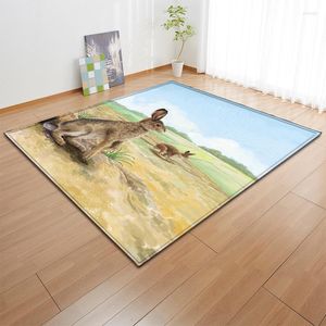 Carpets 3D Animal Kangaroo Squirrel Hedgehog Seal For The Modern Living Room Children's Rug Kids Mat Round Floor Carpet