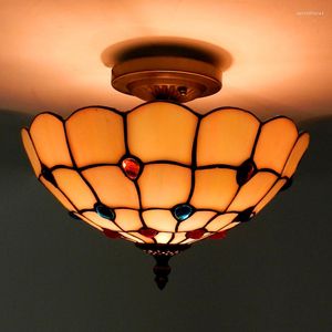 Hänglampor Tiffany Style Barock Lamp E27 BULB Stained Glass Shade Hanging Light Lighting Fixuture For Hallway Bedroom PL497