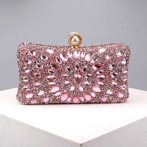 Torby sprzęgła wieczorne luksusowe pełne diamentowe torba bankietowa dla kobiecego błyszczącego wielokolorowego dekoracji dhinestone moda moda lady partyjna XA572H 221021