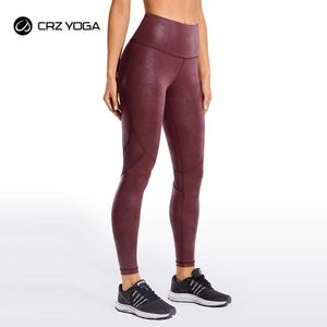Women's Leggings CRZ Women's Matte Coated Faux Leather Texture Legging Workout Mesh Tight Pants with Drawcord-25 inches T221020