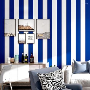 Tapeten im mediterranen Stil, blau-weiß gestreift, Tapetenrolle für Wohnzimmer, Tapetenwandbild, Schlafzimmerwände, Papel de Parede