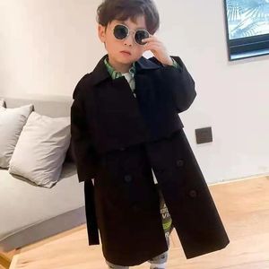 Coat Fashion Baby Girl Boy Trench Toddler Teen Child Child Windbreak Jacket Lång Autumn Spring Dust Outwear kläder 4-12Y