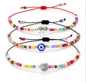 Turkish Eye Beaded Strands Bracelets White Blue Evil Eyes Lucky Couple Tree Of Life Strands Bracelet for Women Colorful Bead Rope Chain Charm Jewelry