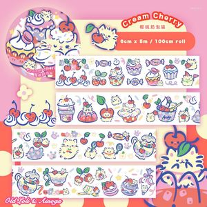 Presente Creme Creme Cereja Pet Special Oil Washi Tapes Junk Junk Journal Marcha Fita adesiva Diy Scrapbooking adesivos