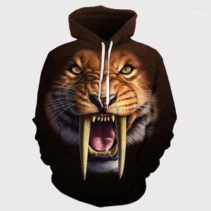 Men's Hoodies 2023 3D Tiger Hoodie Animal Face Saber-toothed And Women's Elastic Breathable Sportswear