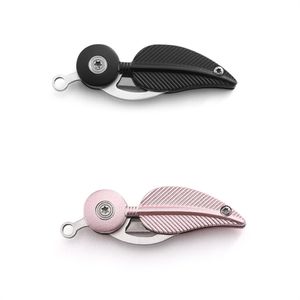 Mini Pocket Knife Creative Folding Knives For Women Feather Chain Hanging Buckle Gifts For Friends Pink Black XB1