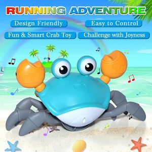 Elektroniska husdjur Baby Toy Walking Crab for Babies induktion Escape Octopus Crawling With Music Light Up Jhoe Drop 221021