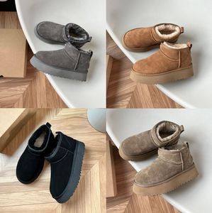 Ultra botas de inverno mini plataforma bota designer tornozelo neve pele marrom austrália botas quentes para mulher couro real EU35-43