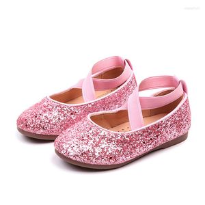 Flat Shoes Girls Ballet Flats Baby Dance Party Glitter Children Gold Bling Princess 3-12 år barn