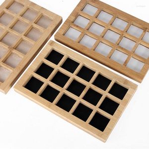 Jewelry Pouches High Quality Bamboo 15 Grids Display Tray Earrings Nexklaces Pendants Rings Props Simple Packaging Sales