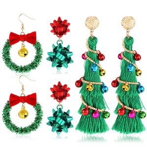 Earrings Necklace Christmas For Women Xmas Bow Wreath Long Tassel Tree Festive Gifts Girls Holiday Accessory Drop Delivery 2022 Amkdy