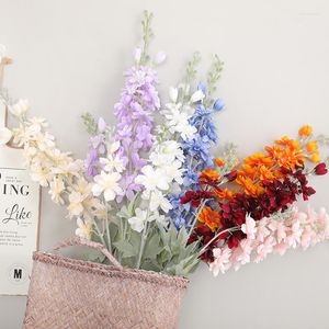 Decorative Flowers European Hyacinth Simulation Flower 2 Fork Tufting Delphinium Grass Wedding Home Decoration Living Room Potted Fake