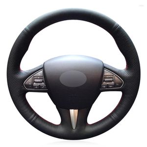 Stuurwielafdekkingen Zwarte PU Faux lederen handgestikte autoverekking voor Infiniti Q50 Q50L QX50