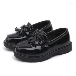 Scarpe pianeggianti Brand Spring Autumn Boys Girls Children Put Leather Fringe Kid Oxford Tassel Bow Flats taglia 21-36