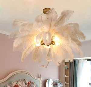 Luksusowe żyrandol z piór kolorowe pióra lampy sufitowe lampy g9 żarówka salonu komody wiszące oświetlenie wystrój domu